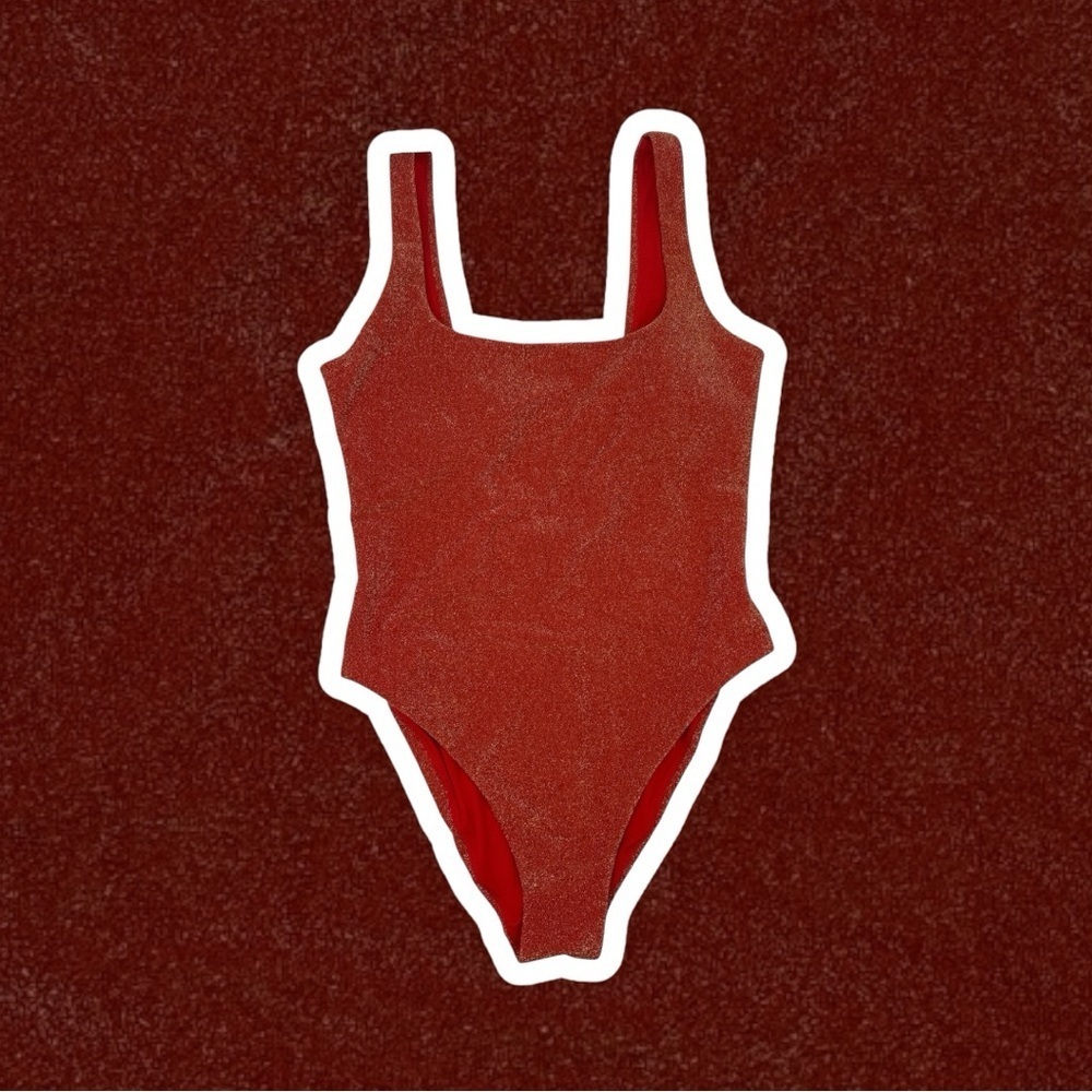❤️🔥”Showgirl” Era Orange/Red Sparkle One-Piece Swim/Bodysuit Size M Aerie❤️🔥 - Picture 3 of 14